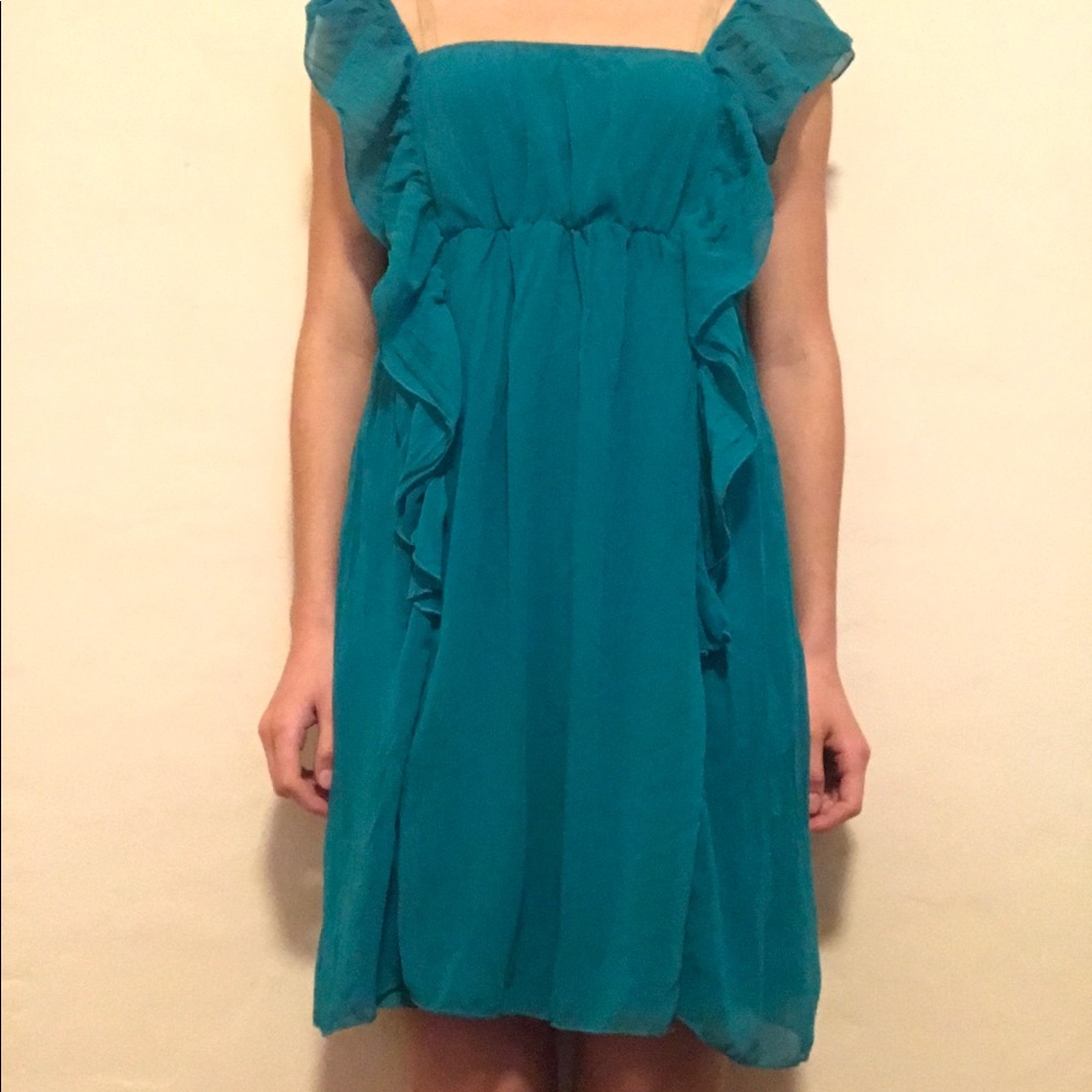 Turquoise Ruffle Midi Dress